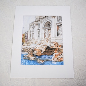 Watercolor Print Trevi Fountain Rome, Italy