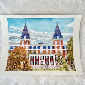 Impression aquarelle College of the Holy Cross Fenwick, Hall