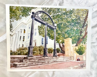 Watercolor Art Print University of Georgia Arch Athens, Georgia