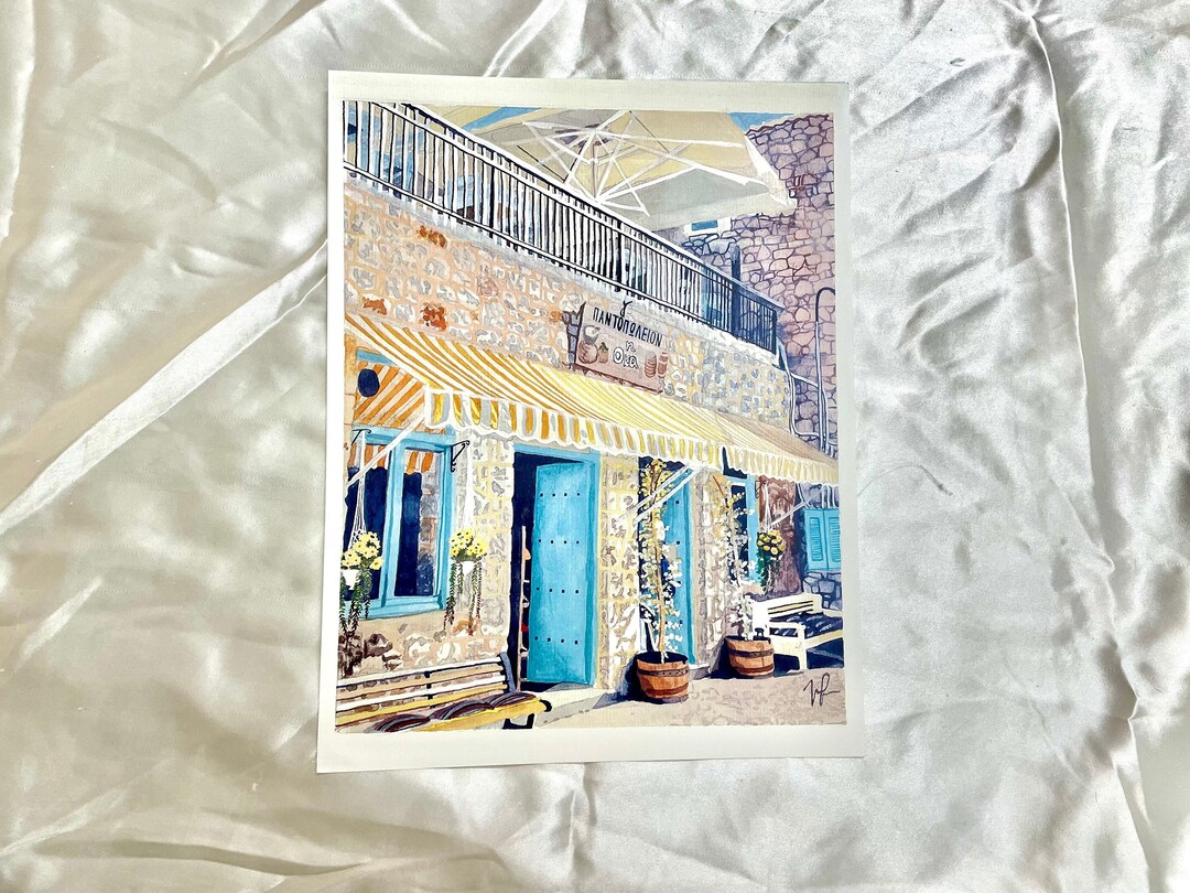 Limenion Lakonia Greece Watercolor Art Print Etsy