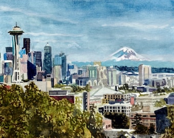 Seattle Watercolor Art Print