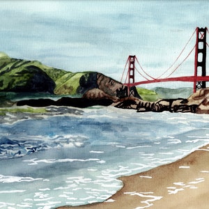 Golden Gate Bridge San Francisco Watercolor Art Print