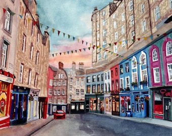 Edinburgh Scotland Watercolor Art Print