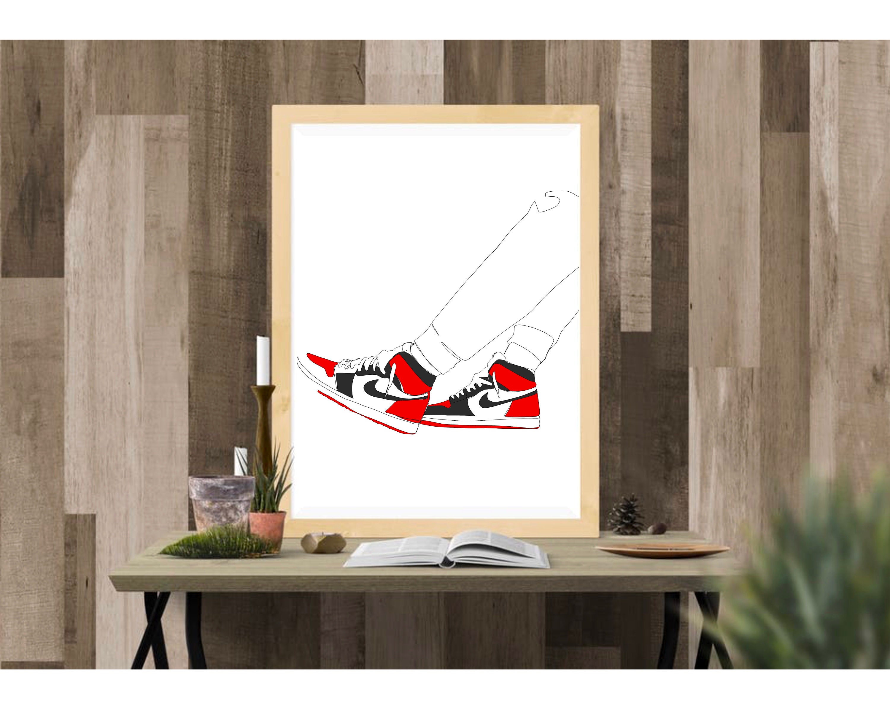 Printable Line Art Shoe Art Basketball Shoes Art Print Etsy