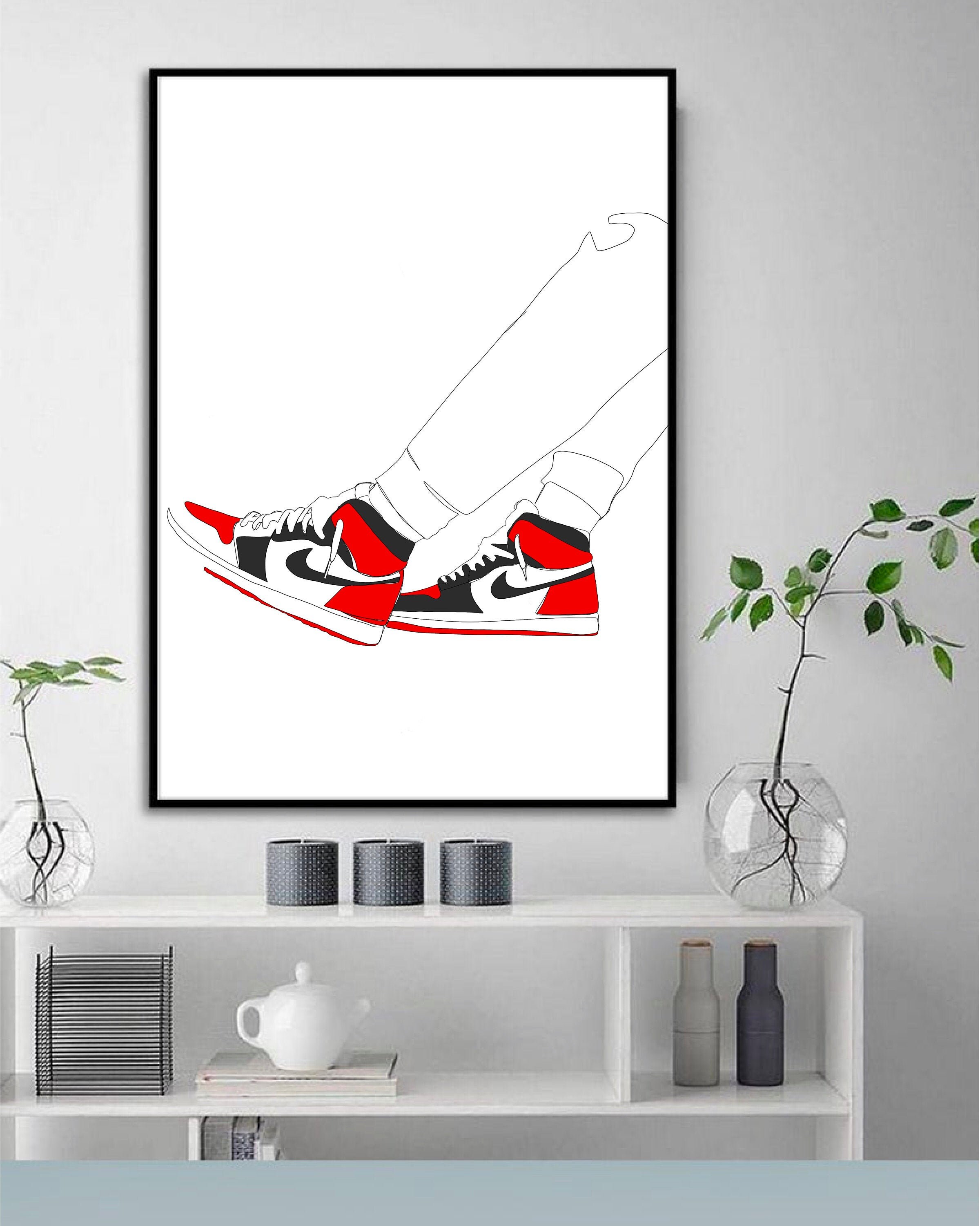 Printable Line Art Shoe Art Basketball Shoes Art Print Etsy
