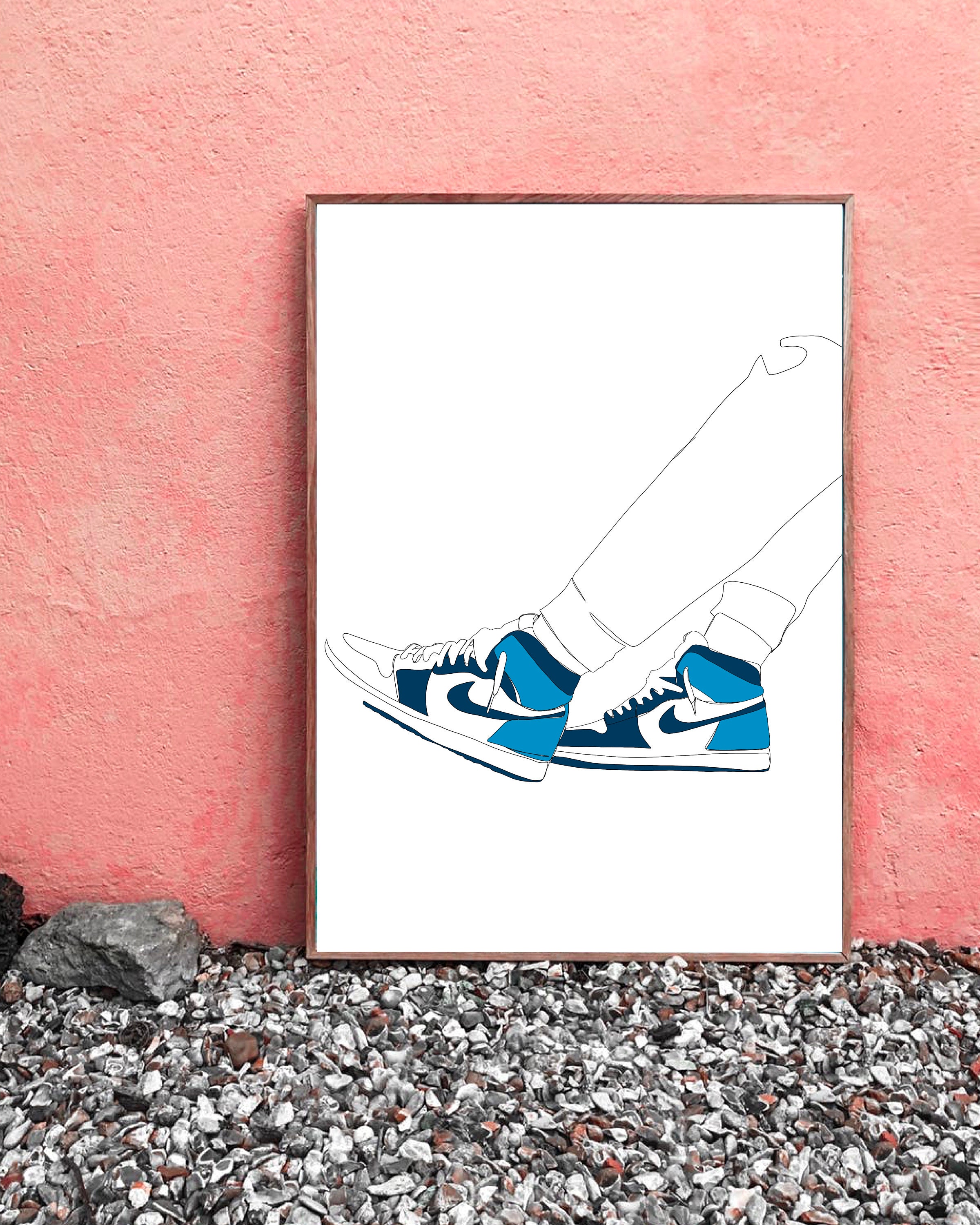 Printable Line Art Shoe Art Basketball Shoes Art Print Etsy