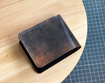 Shell Cordovan bifold wallet. Rocado shell cordovan leather. Custom made wallet. Free personalization.