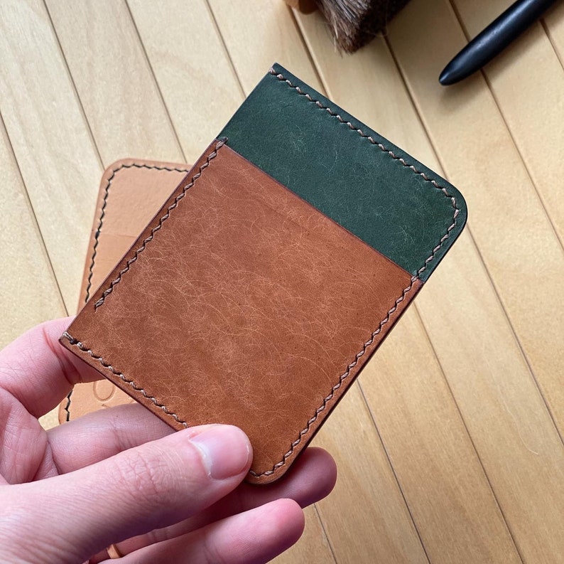 Leather Card Holder. Minimal wallet. Handmade cardholder. Slim front pocket wallet image 3