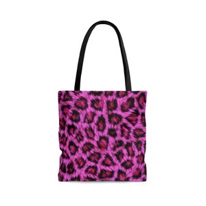 Pink Leopard Print Tote Bag - Large All Over Print Tote Bag