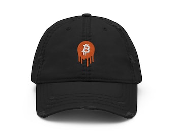 Dripping Bitcoin Distressed Dad Hat | Casquette de baseball brodée