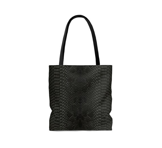 Black Snakeskin Tote Bag Large All Over Print Tote Bag Etsy