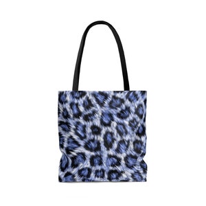 Blue Leopard Print Tote Bag - Large All Over Print Sublimation Tote Bag