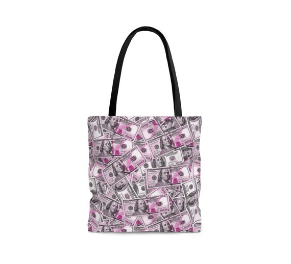 Pink Money Hundred Dollar Bills Money Tote Bag All Over Print