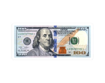 US Hundred Dollar Bill Money Sticker - Premium Vinyl Kiss-Cut Sticker