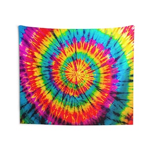 Vibrant Rainbow Tie-Dye Wall Tapestry - Indoor Wall Tapestry Decor