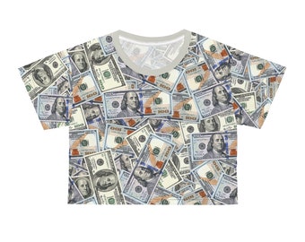 Hundred Dollar Bills Crop Top - All Over Print Money Tee