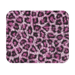 Pink Leopard Print Faux Fur Mousepad