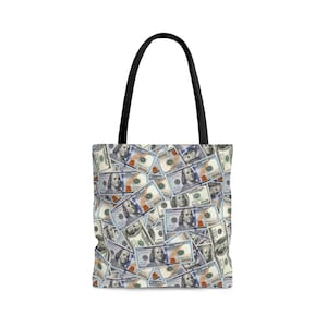 Hundred Dollar Bills Money Tote Bag - All Over Print Cash Money Sublimation Tote Bag