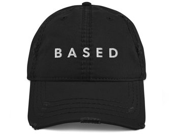 BASED Embroidered Baseball Cap - Distressed Dad Hat