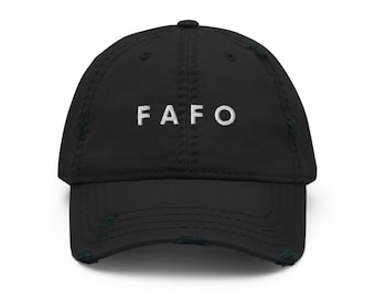 FAFO Distressed Dad Hat - Casquette de baseball brodée entièrement noire