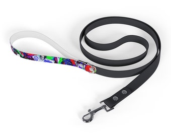 Neon Graffiti Dog Leash - Premium PVC + TPU Black White Dog Leash