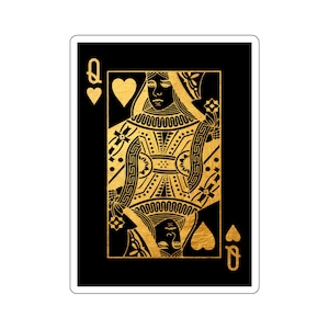 Gold Queen of Hearts Kiss-Cut Sticker