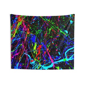 Neon Paint Splatter Wall Tapestry