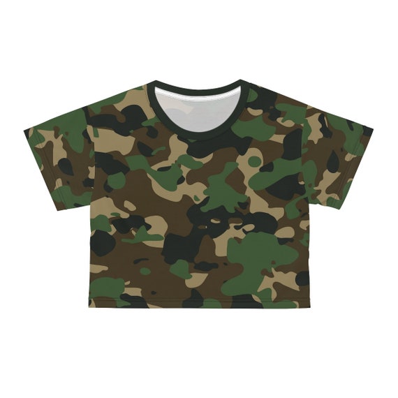 Military Green Camo AOP Crop Tee - Etsy