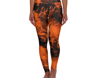 Leggings a vita alta con fiamme arancioni AOP
