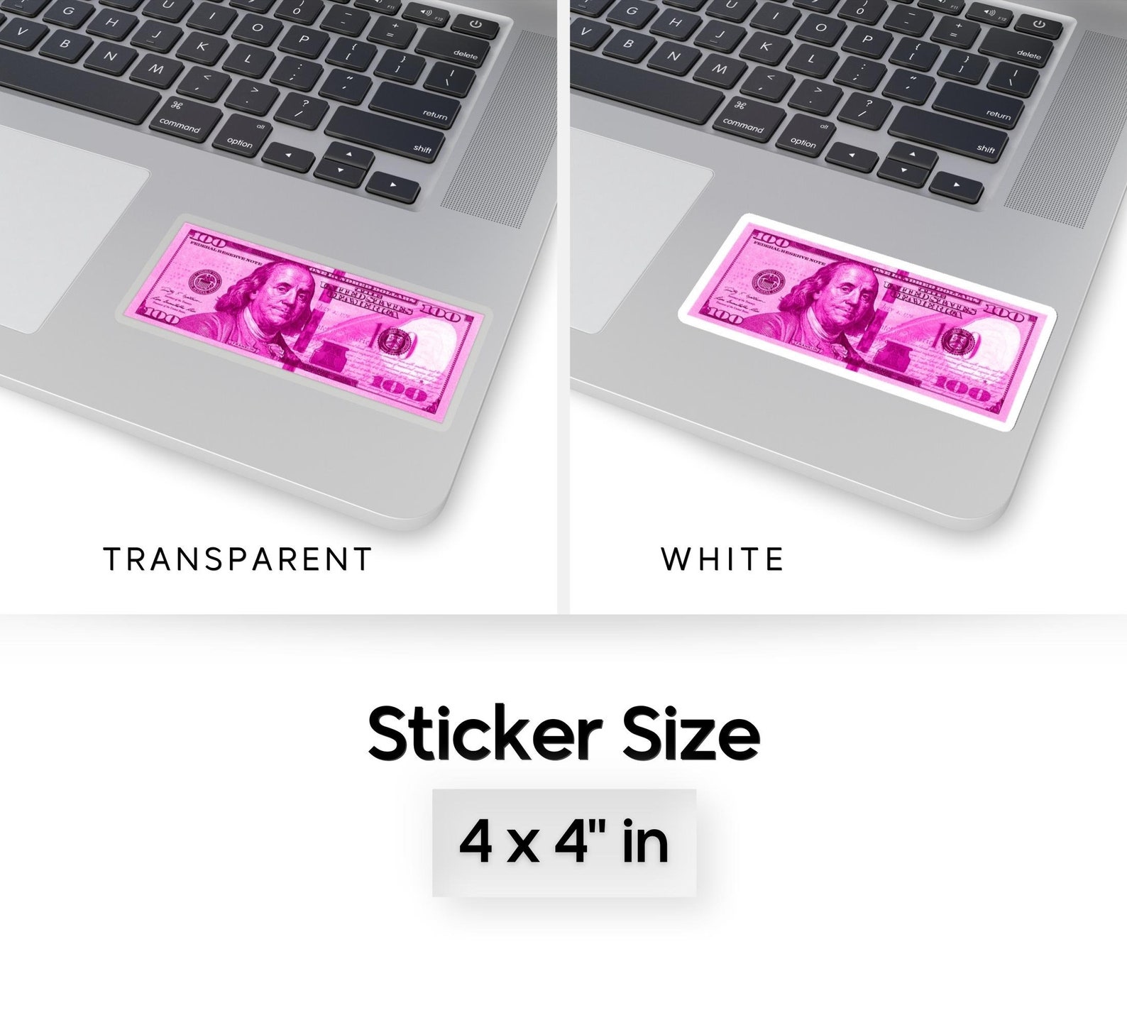 Pink 100 Dollar Bill Money Sticker Premium Vinyl Kiss-cut - Etsy