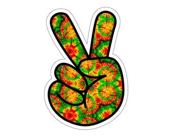 Peace Sign Hand Rasta Tiedye Kiss-Cut Sticker