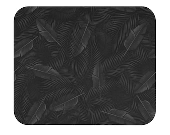 Black Tropical Leaves Mousepad