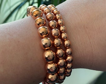 Genuine 100% Natural Copper Beaded Stretch Bracelet - 6mm, 8mm or 10mm *Various Sizes -Made to order