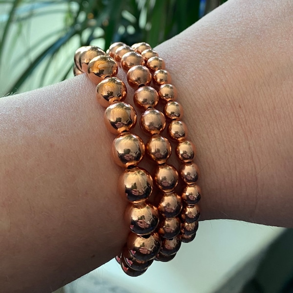 Genuine 100% Natural Copper Beaded Stretch Bracelet - 6mm, 8mm or 10mm *Various Sizes -Made to order