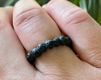 Lava Stone Aromatherapy Essential Oil Diffuser Ring - 4mm Beads