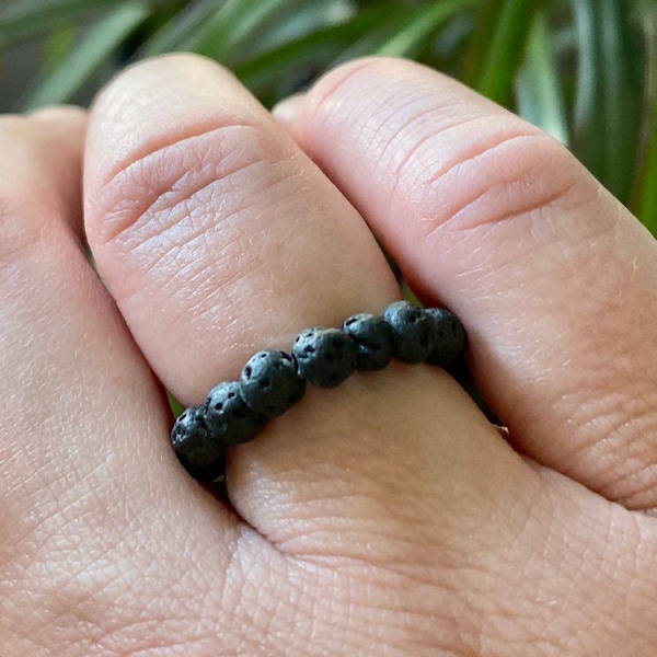 Lava Stone Aromatherapy Essential Oil Diffuser Ring - 4mm Beads