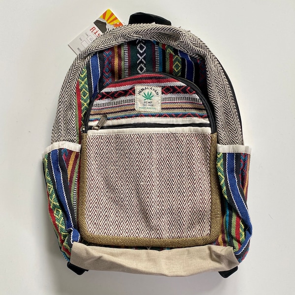 MINI Himalayan Hemp Multi-Colored Unisex Backpack - Pure Himalayan Hemp (THC Free)