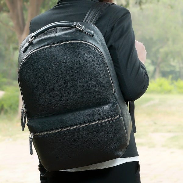 Mochila de cuero negra para mujer y hombre.