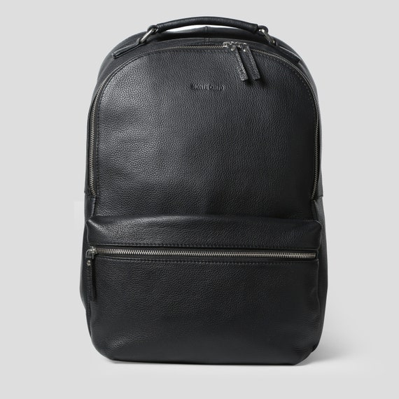 Black Leather Backpack for women and men