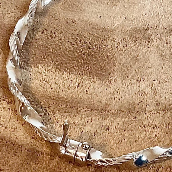925 Solid Silver Hinged Bangle. Stunning Twisted … - image 5