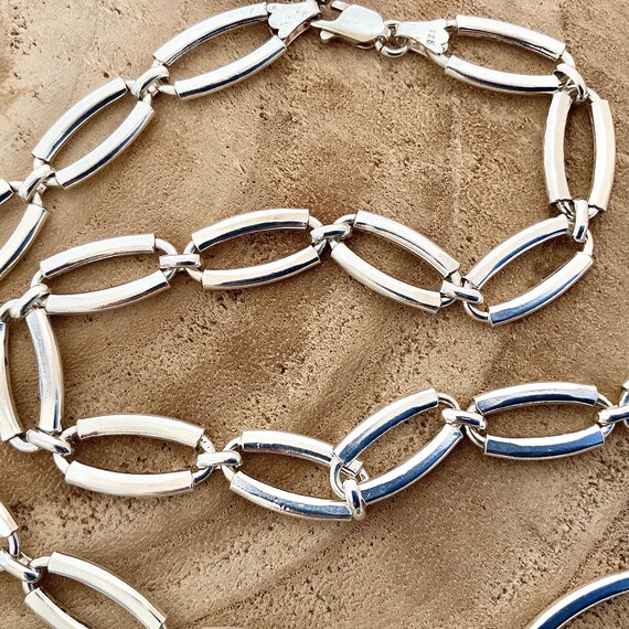 925 Silver Solid Oval Elegant Large Link Unisex V… - image 5