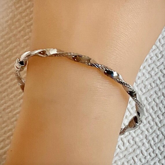 925 Solid Silver Hinged Bangle. Stunning Twisted … - image 3