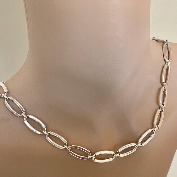 925 Silver Solid Oval Elegant Large Link Unisex V… - image 2