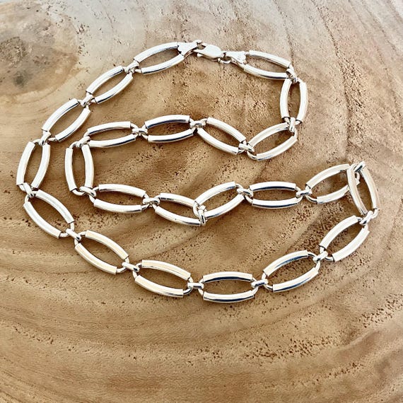 925 Silver Solid Oval Elegant Large Link Unisex V… - image 4