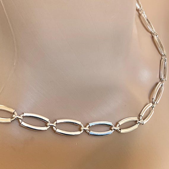 925 Silver Solid Oval Elegant Large Link Unisex V… - image 1