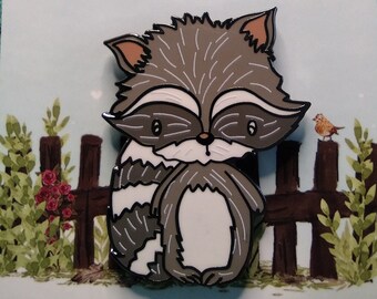 Roberto the Raccoon Enamel Pin - lillbits - Raccoons