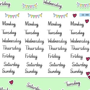 Planner Sticker Bogen - Wochentage - Bullet Journal Sticker - Organisations Aufkleber - Tage
