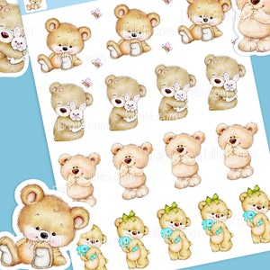 Cute Sticker Sheets - Sweet Teddies 2 - Lillbits Creations - planner stickers