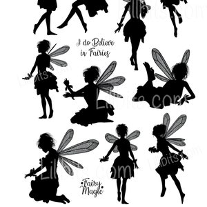 Cute Sticker Sheets - Fairy Silhouettes - Lillbits Creations - Fantasy Stickers