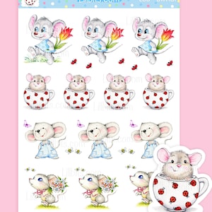 Leuke stickervellen - stickers lieve muizen - Lillbits - plannerstickers